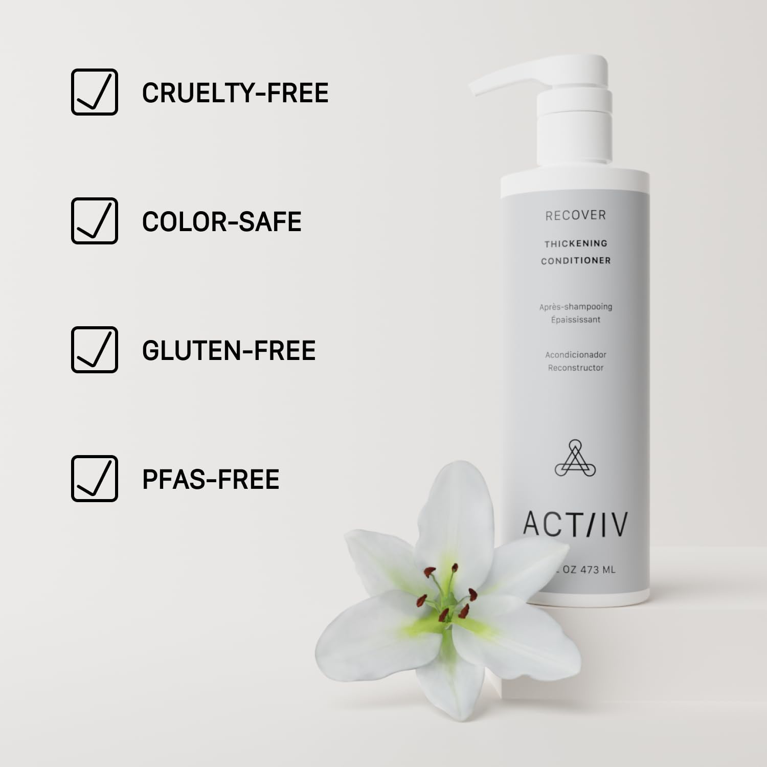 ACTIIV Recover Thickening Conditioner (Unisex) | Supports Optimal Hair Care and Recovery, Strengthens & Hydrates, Promotes Thicker Fuller Hair, Plant-Based, Color-Safe, All Hair Types