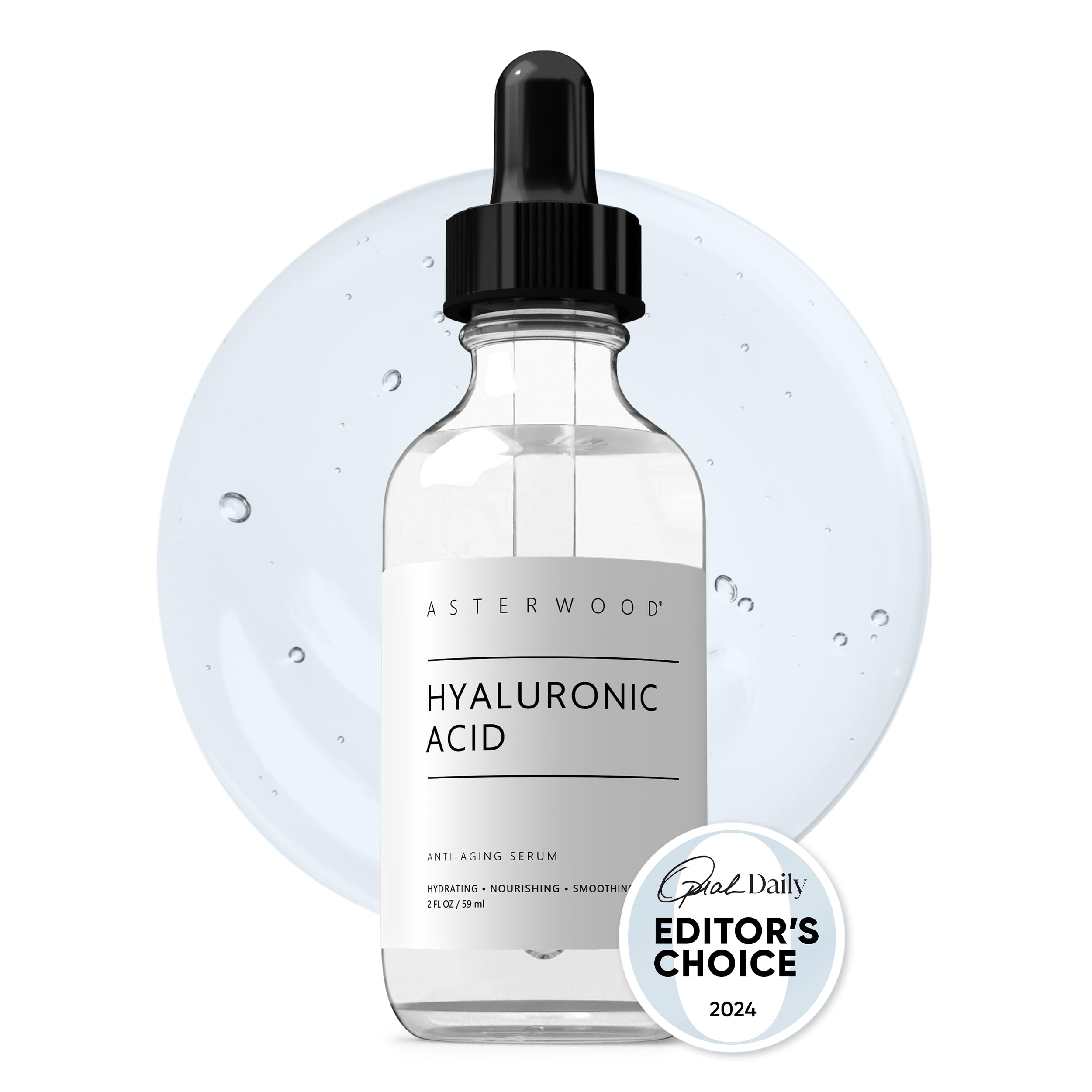 Asterwood Hyaluronic Acid Serum for Face - Plumping, Anti-Aging, Hydrating - Fragrance-Free - 1 Fl Oz