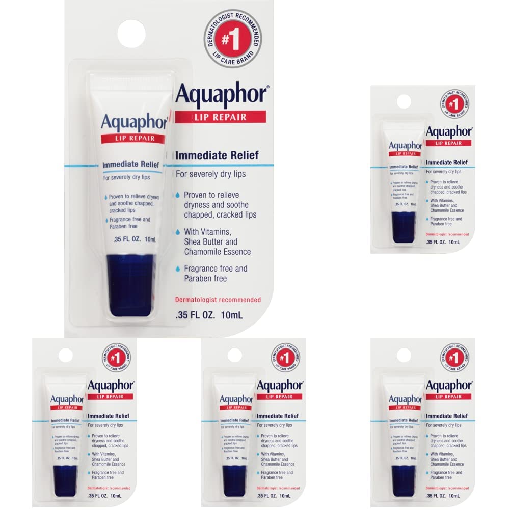 Aquaphor Lip Repair Ointment, Moisturizing Lip Balm Pack, Relieves Dryness, 0.35 Tube, Pack of 2