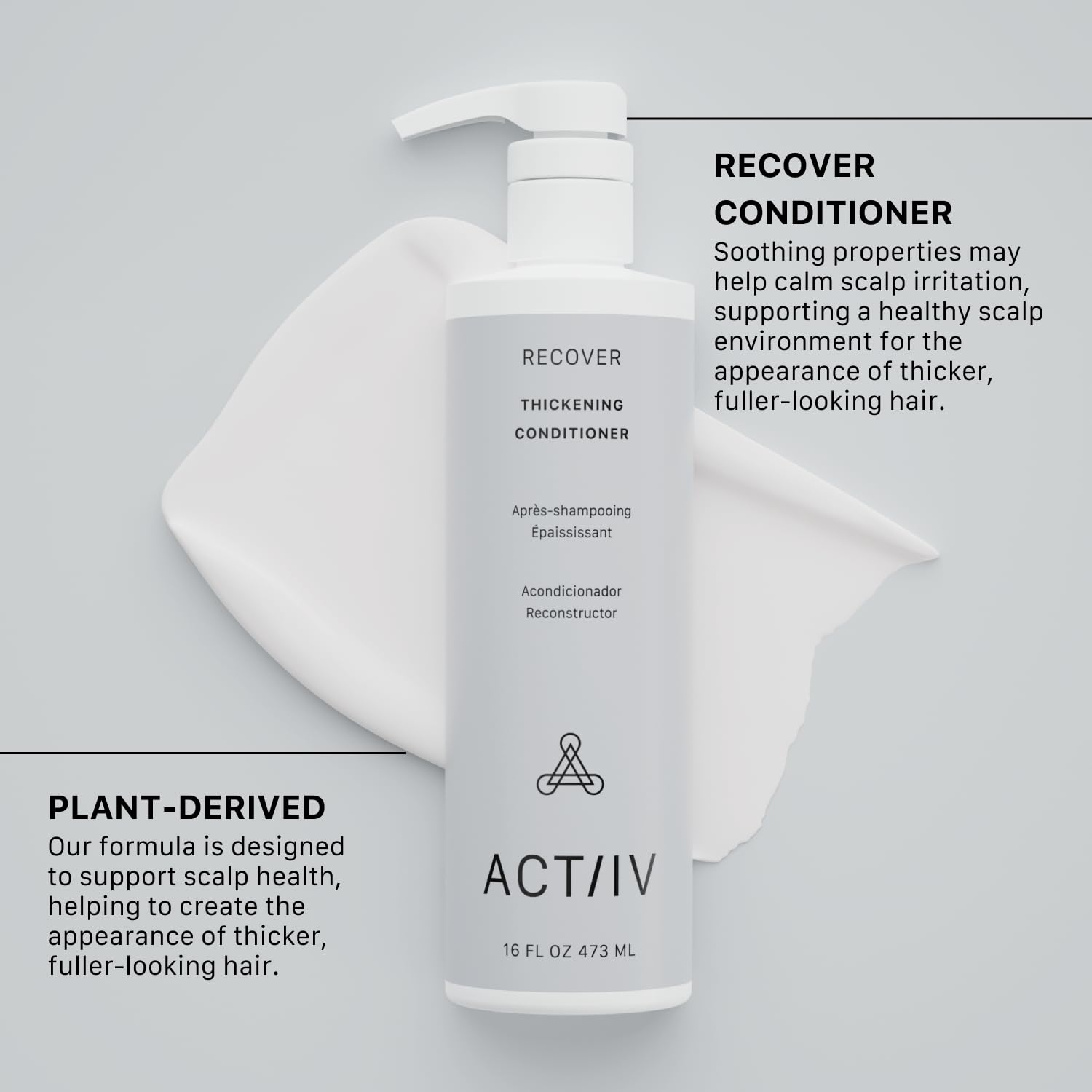 ACTIIV Recover Thickening Conditioner (Unisex) | Supports Optimal Hair Care and Recovery, Strengthens & Hydrates, Promotes Thicker Fuller Hair, Plant-Based, Color-Safe, All Hair Types