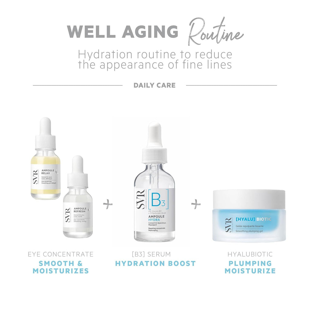SVR HYALU Biotic Regenerating Face Moisturizer With Hyaluronic Acid, Vitamin C & Probiotics. Intensive Hydration For Normal to Oily Skin. Gel Texture Care, Made In France, 1.7 fl.oz.