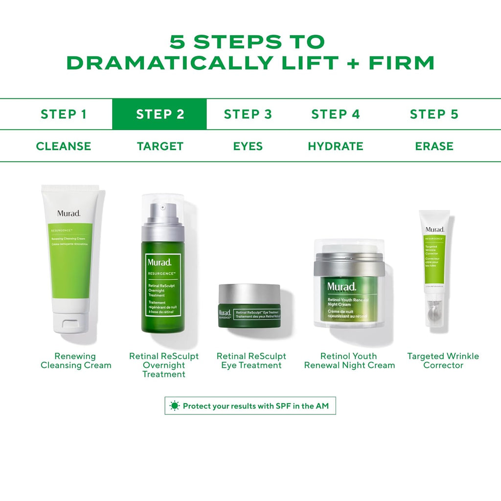 Murad Retinal ReSculpt Overnight Treatment - Advanced Face and Neck Serum with Encapsulated Retinal, Kangaroo Paw, Olive, & Oat Smooths Deep Wrinkles and Crepey Skin, & Lifts Sagging Skin