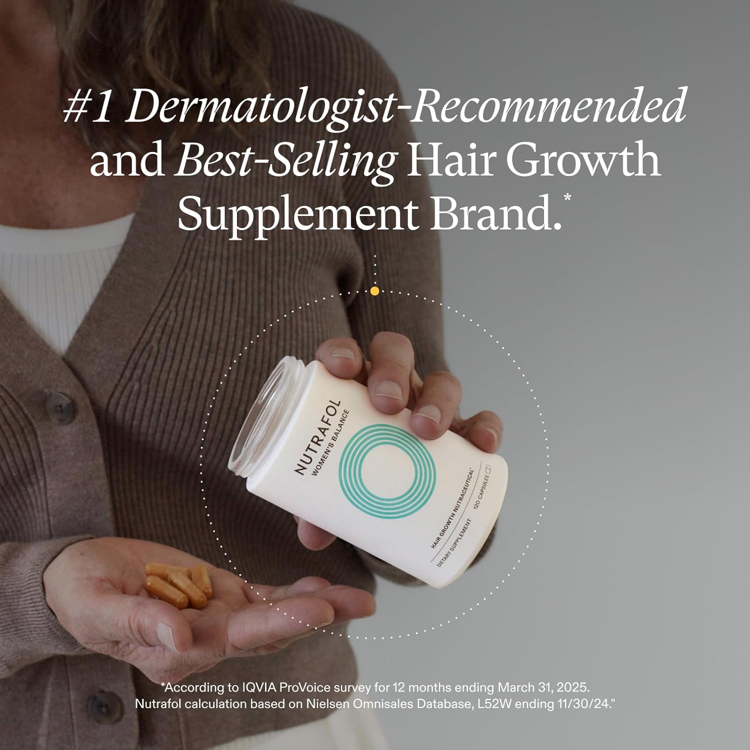 Nutrafol Women's Balance Hair Growth Supplements, Ages 45 and Up, Clinically Proven for Visibly Thicker Hair and Scalp Coverage in 3-6 Months, Dermatologist Recommended - 1 Month Supply Refill Pouch