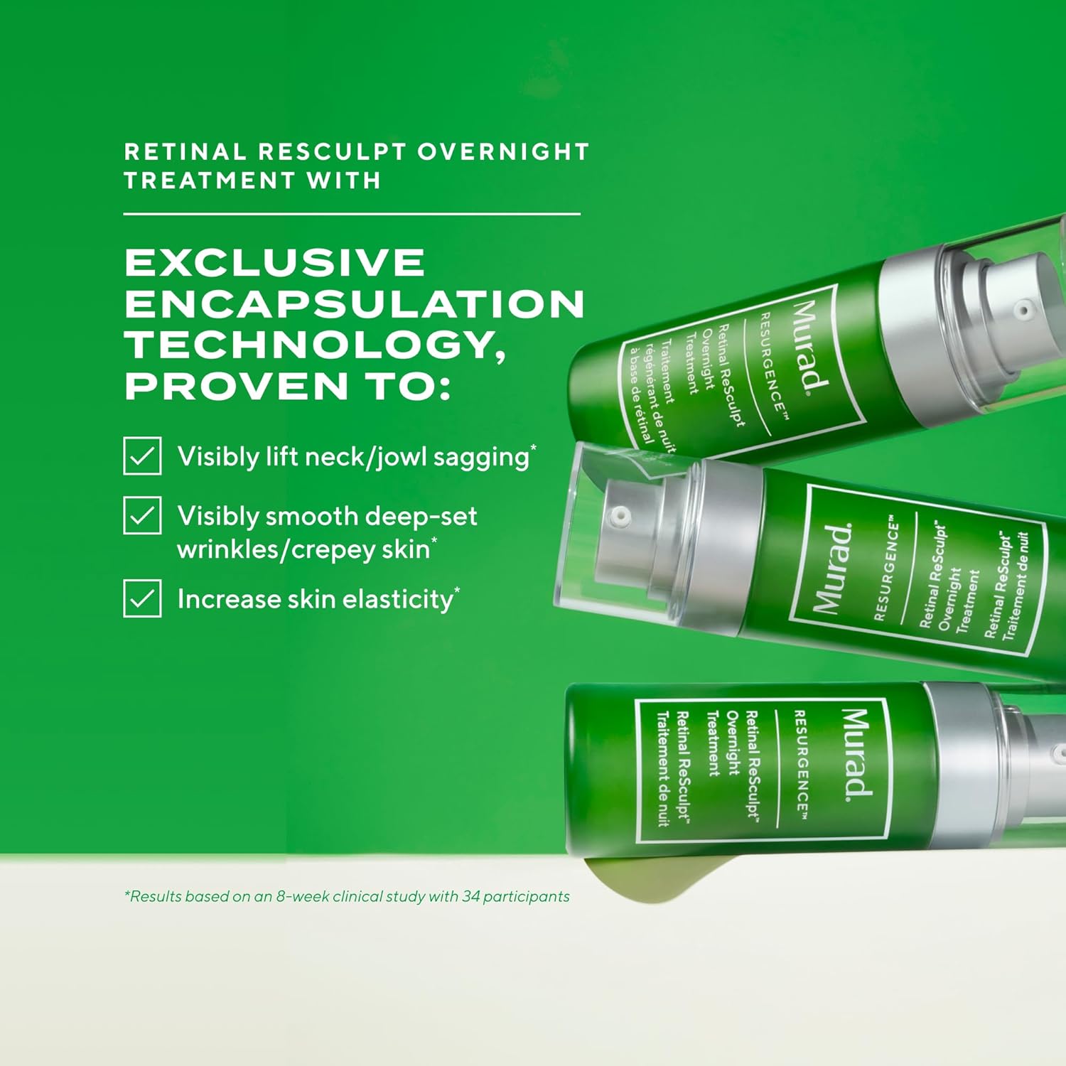 Murad Retinal ReSculpt Overnight Treatment - Advanced Face and Neck Serum with Encapsulated Retinal, Kangaroo Paw, Olive, & Oat Smooths Deep Wrinkles and Crepey Skin, & Lifts Sagging Skin