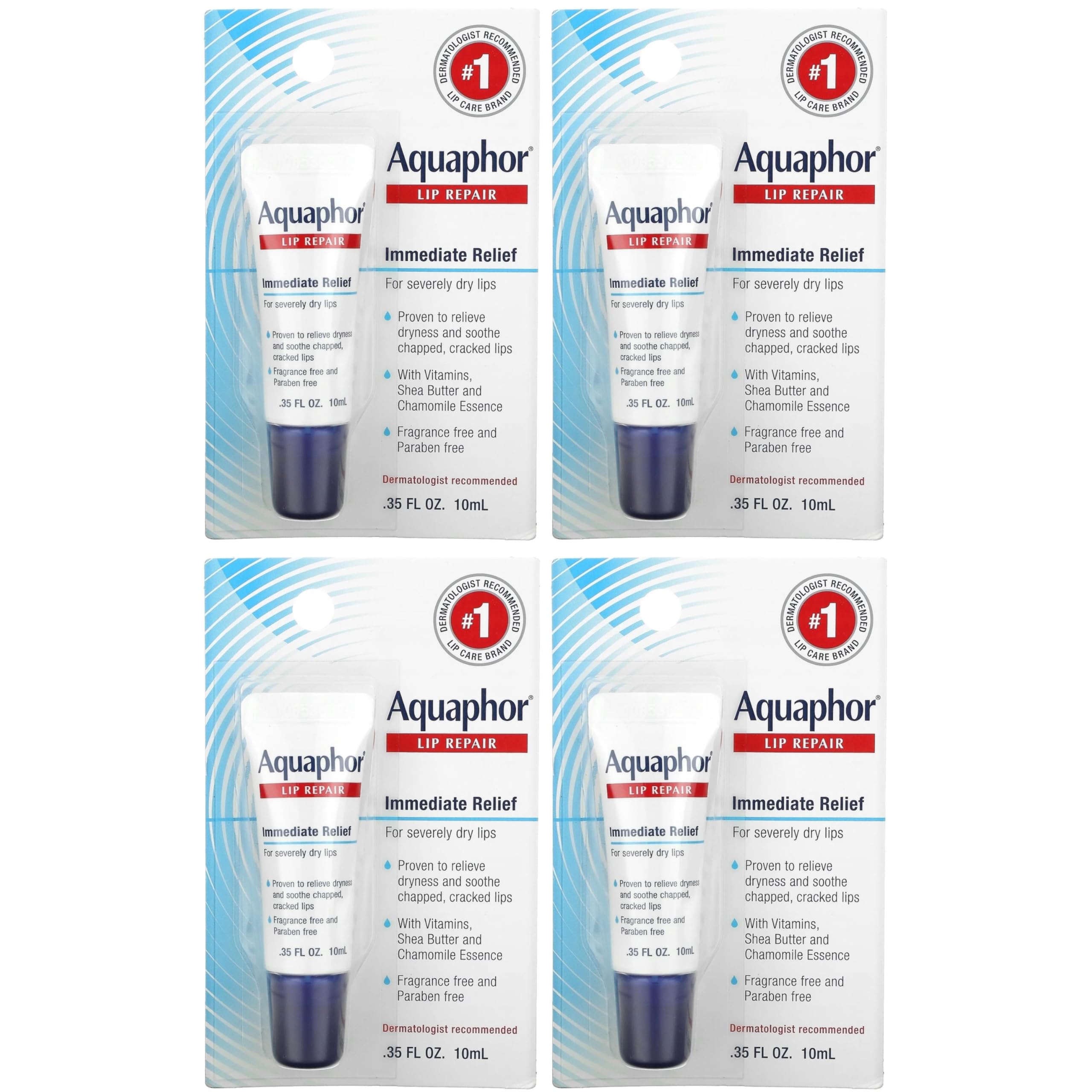 Aquaphor Lip Repair Ointment, Moisturizing Lip Balm Pack, Relieves Dryness, 0.35 Tube, Pack of 2