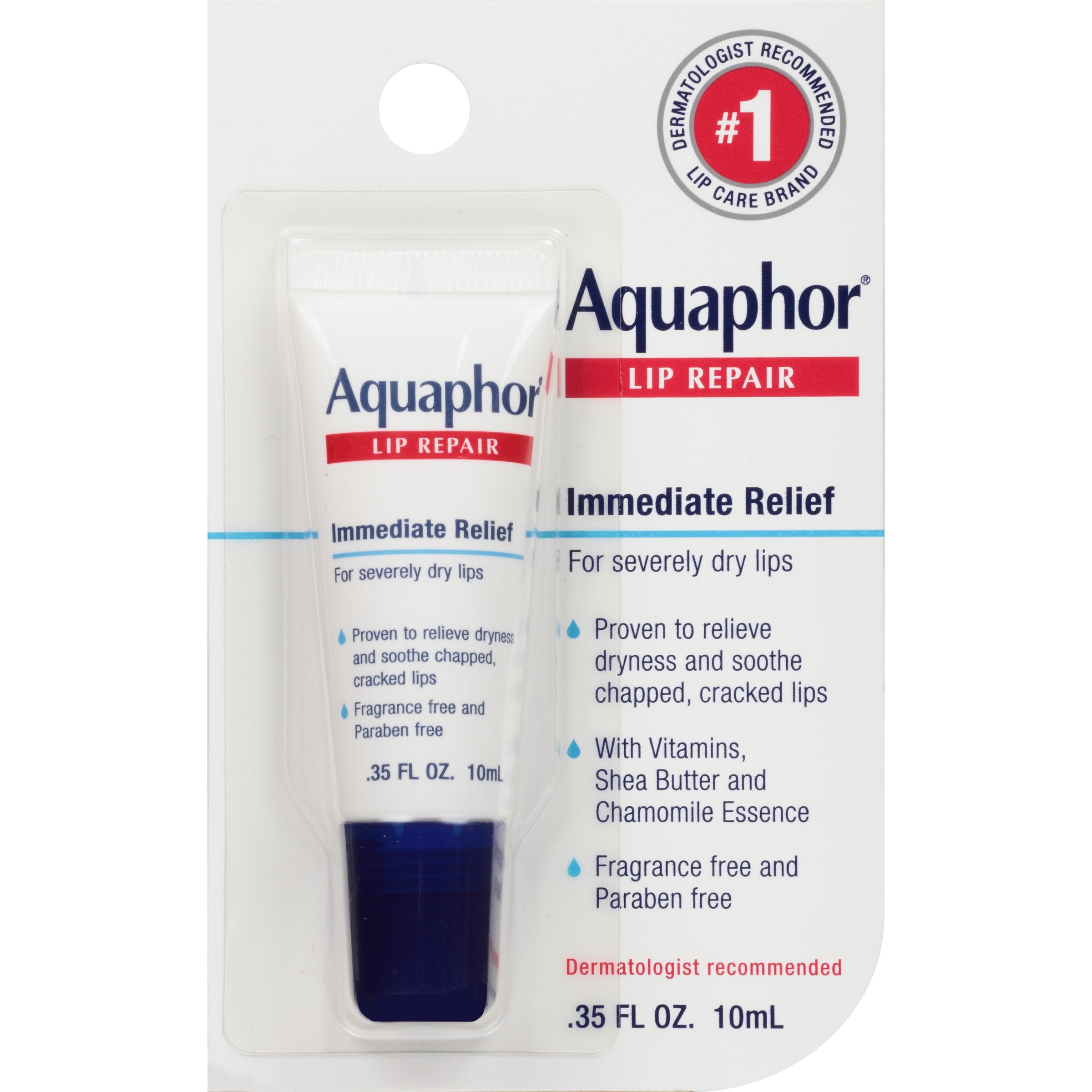 Aquaphor Lip Repair Ointment, Moisturizing Lip Balm Pack, Relieves Dryness, 0.35 Tube, Pack of 2