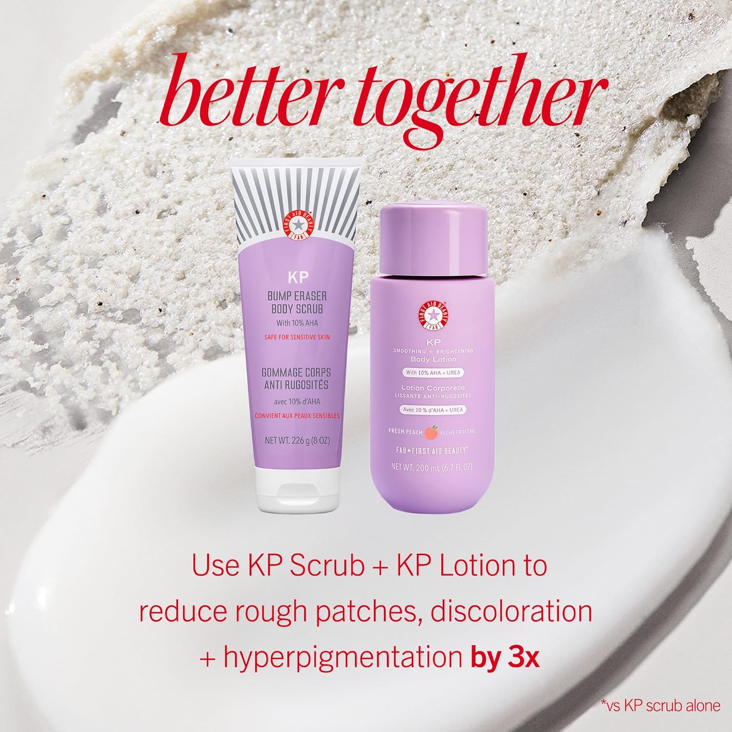First Aid Beauty - KP Bump Eraser Body Scrub with 10% AHA, Keratosis Pilaris Skin Exfoliater with Glycolic and Lactic acids, Helps Reduce Chicken Skin Bumps, Safe for Sensitive Skin, 4 oz